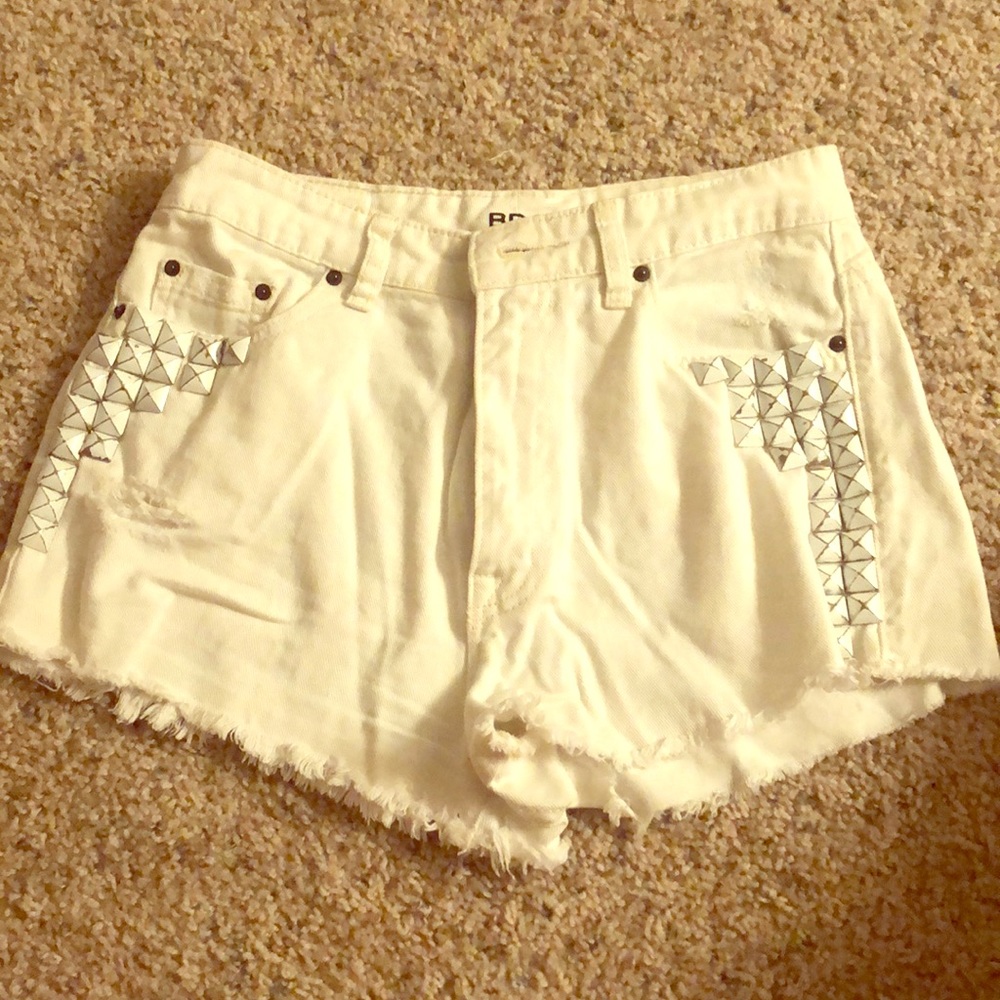 White studded shorts